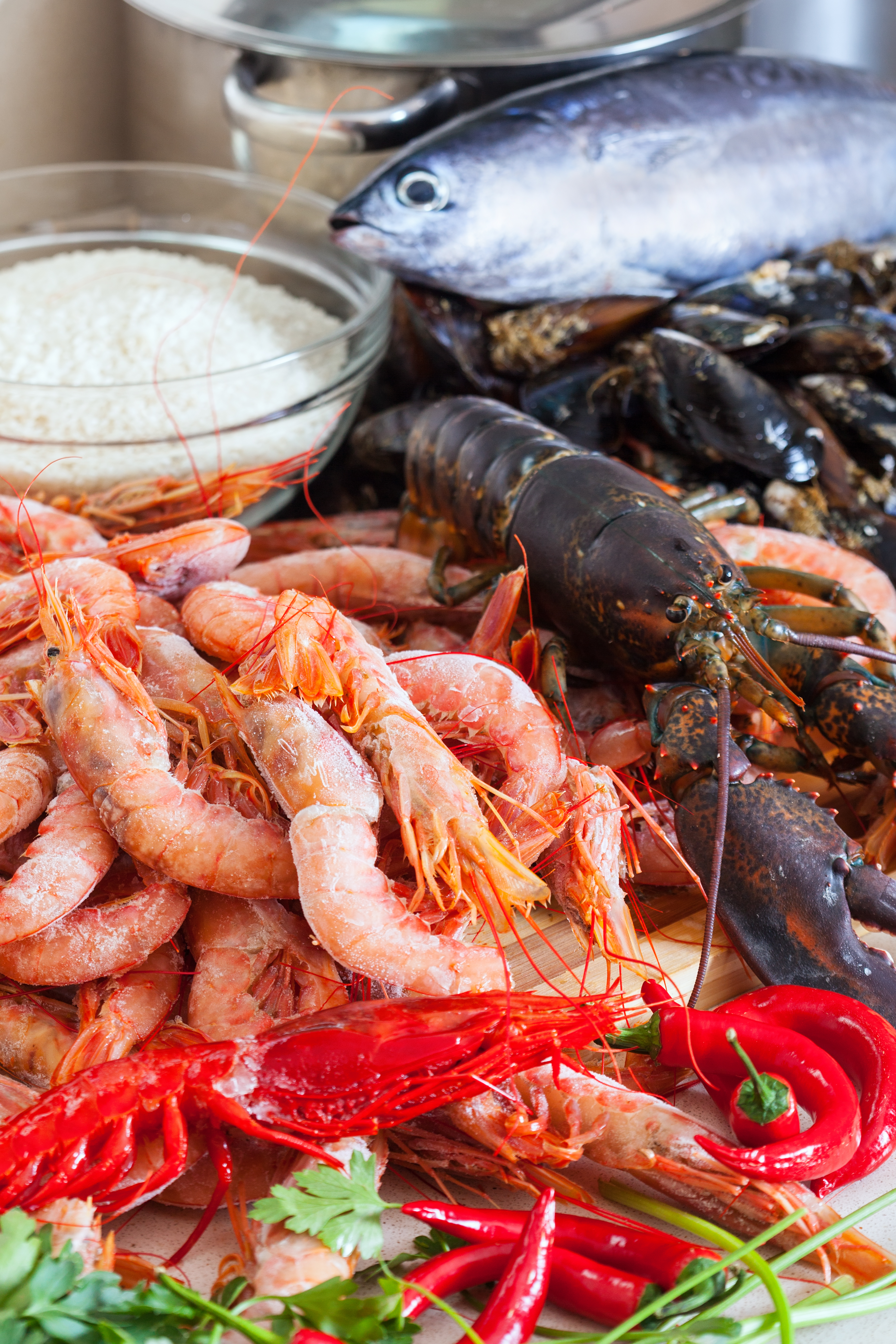 Fresh Atlantic seafood selection at Franco Diving Center